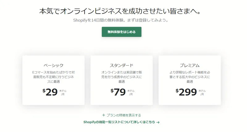 Shopifyの料金プランとは？