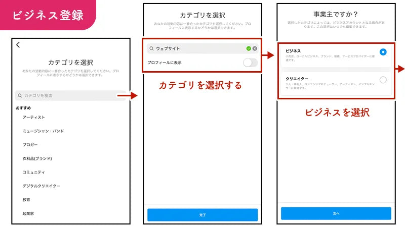 ビジネスアカウント登録方法2