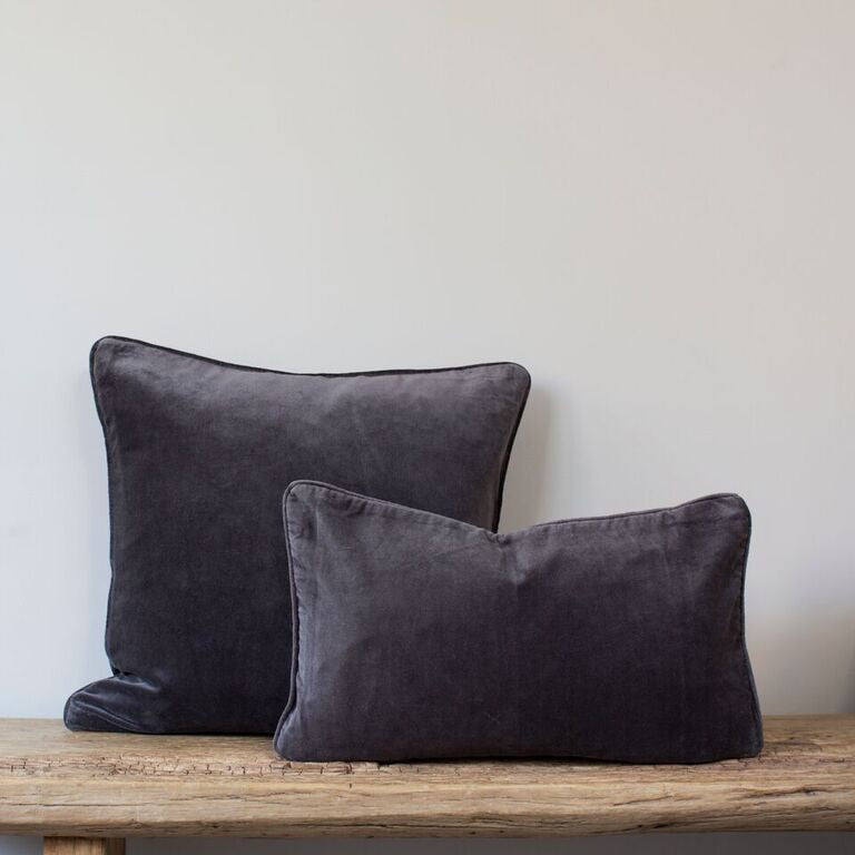 dark gray velvet pillows