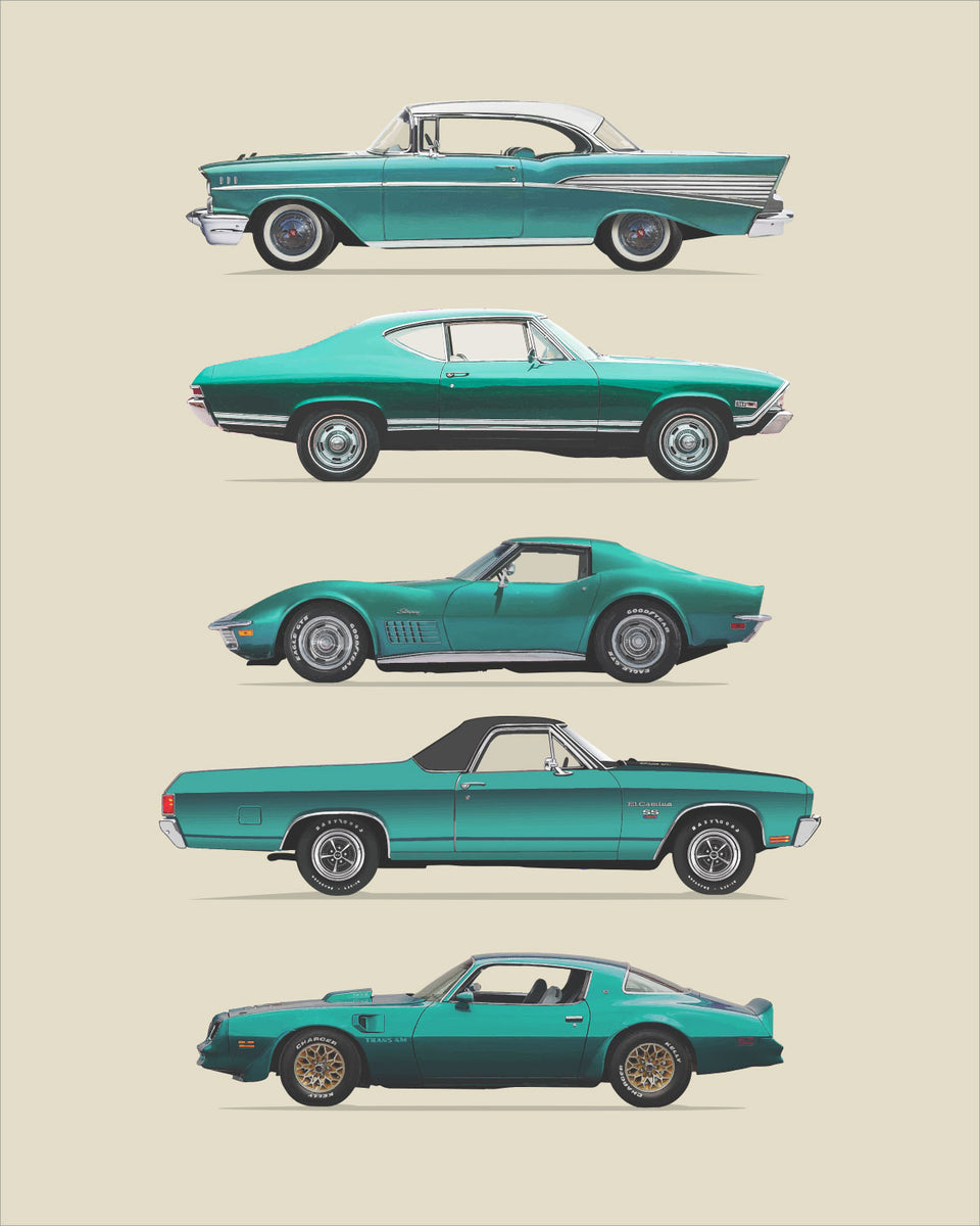 Vintage Ford Motor Company Muscle Cars Art Print by ManMade Art