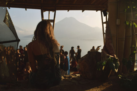 Eagles Nest. Lake Atitlán, Guatemala. Dance Floor & Volcano View.