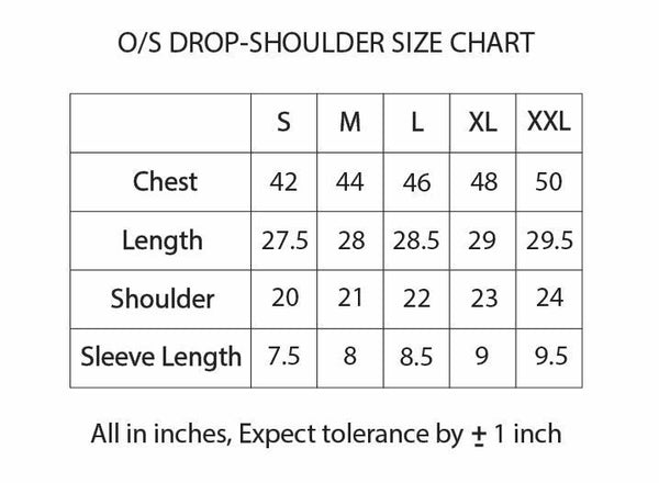 Oversized Tshirts Size Chart from Boku no Trends