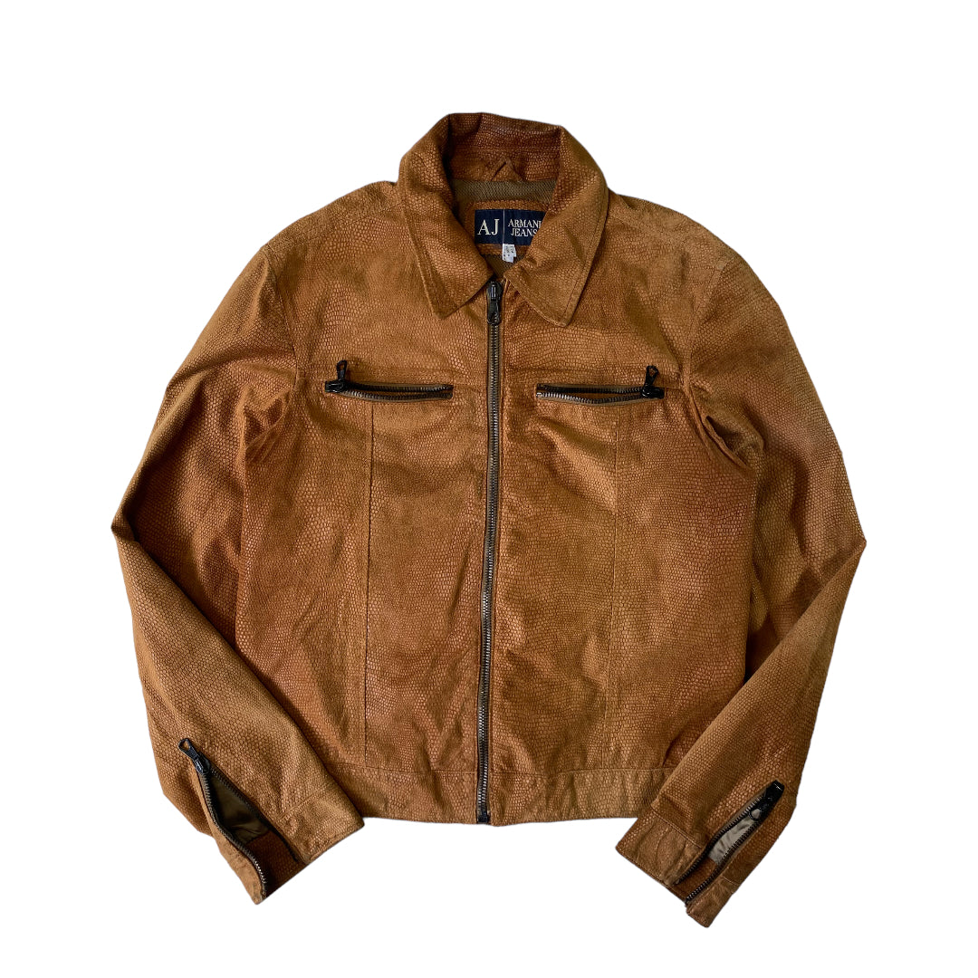 image of Armani Jeans Tan Snakeskin Leather Jacket
