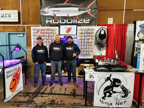 Photo of the Pacific Northwest Sportsman’s Show 2023. (left to right, Connor, Joe, Mike)