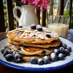 Almond Milk and Blueberry American Pancakes