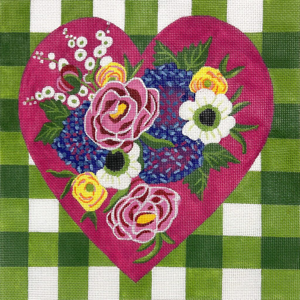 Image of Alice Peterson AP4658 Green Gingham Floral Heart