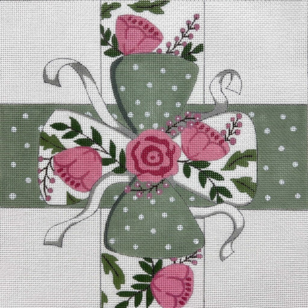 Image of Alice Peterson AP4692 Pink Flowers/Sage Bow