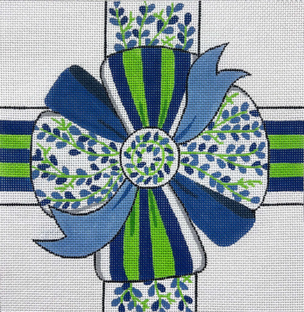 Image of Alice Peterson AP4696 Blue and Green Floral Bow