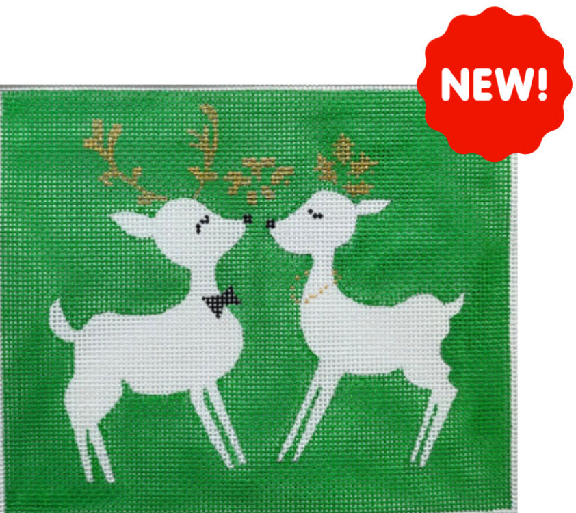 Image of Curious Cowgirl MCC-GKR Green Kissing Reindeer - Stitch Guide Available