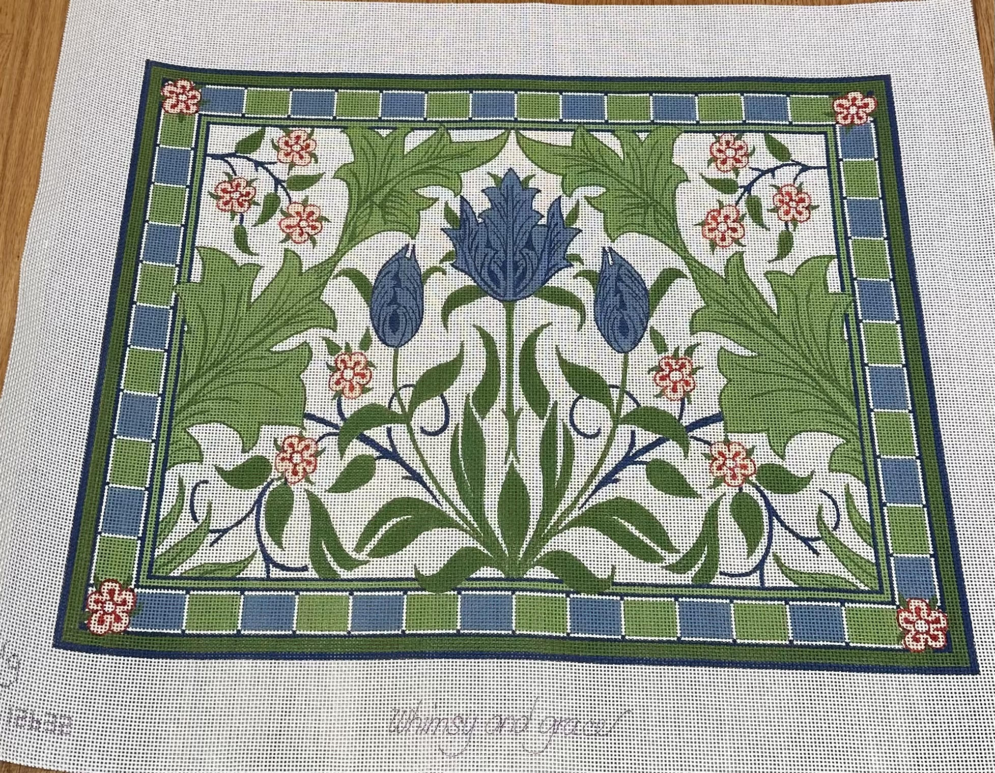 Image of Whimsy and Grace Wg12632-13 Wm's Blue Tulips Long Pillow
