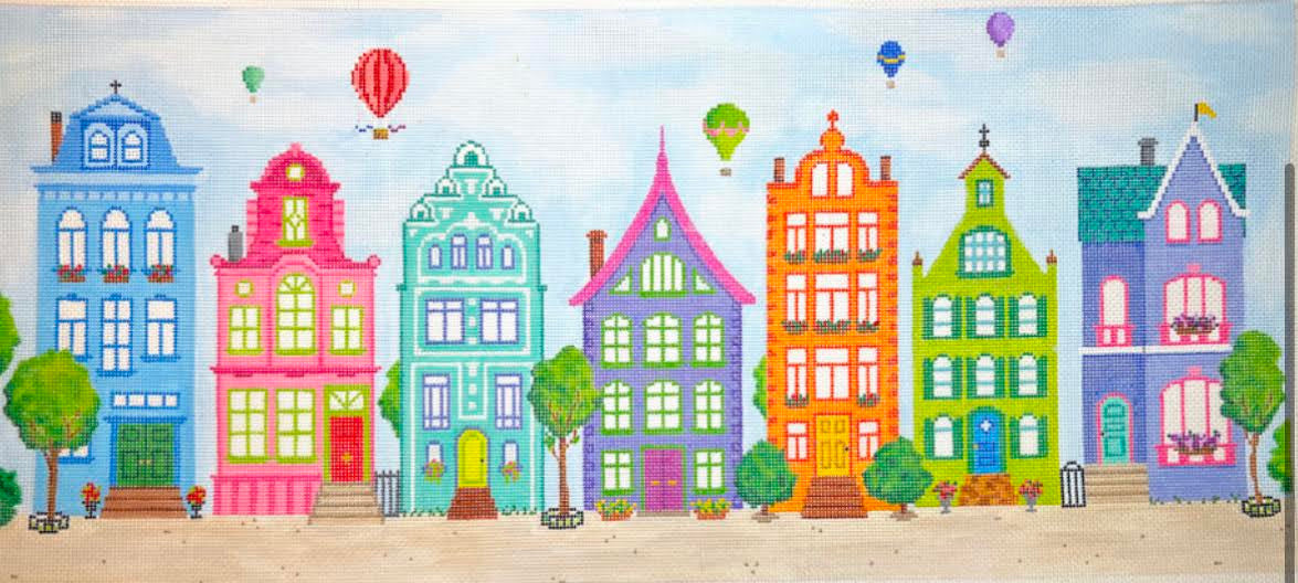 Image of Kate Dickerson PL-534 Colorful Row Houses with Balloons