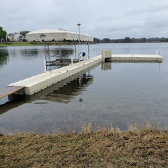 EZ Dock floating dock with free-standing boat lift