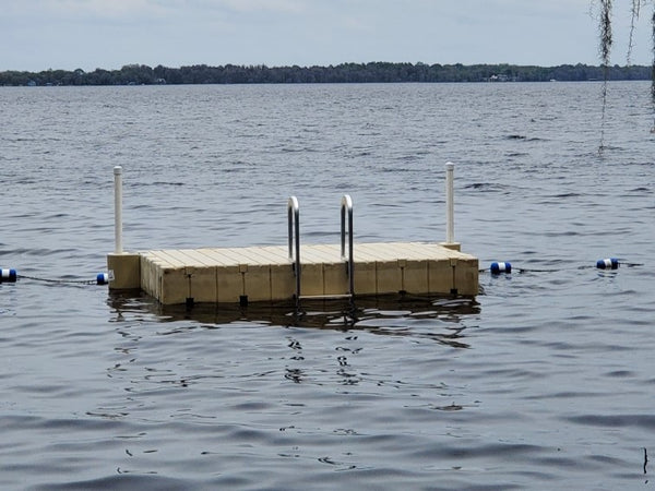 A floating EZ Dock with a ladder