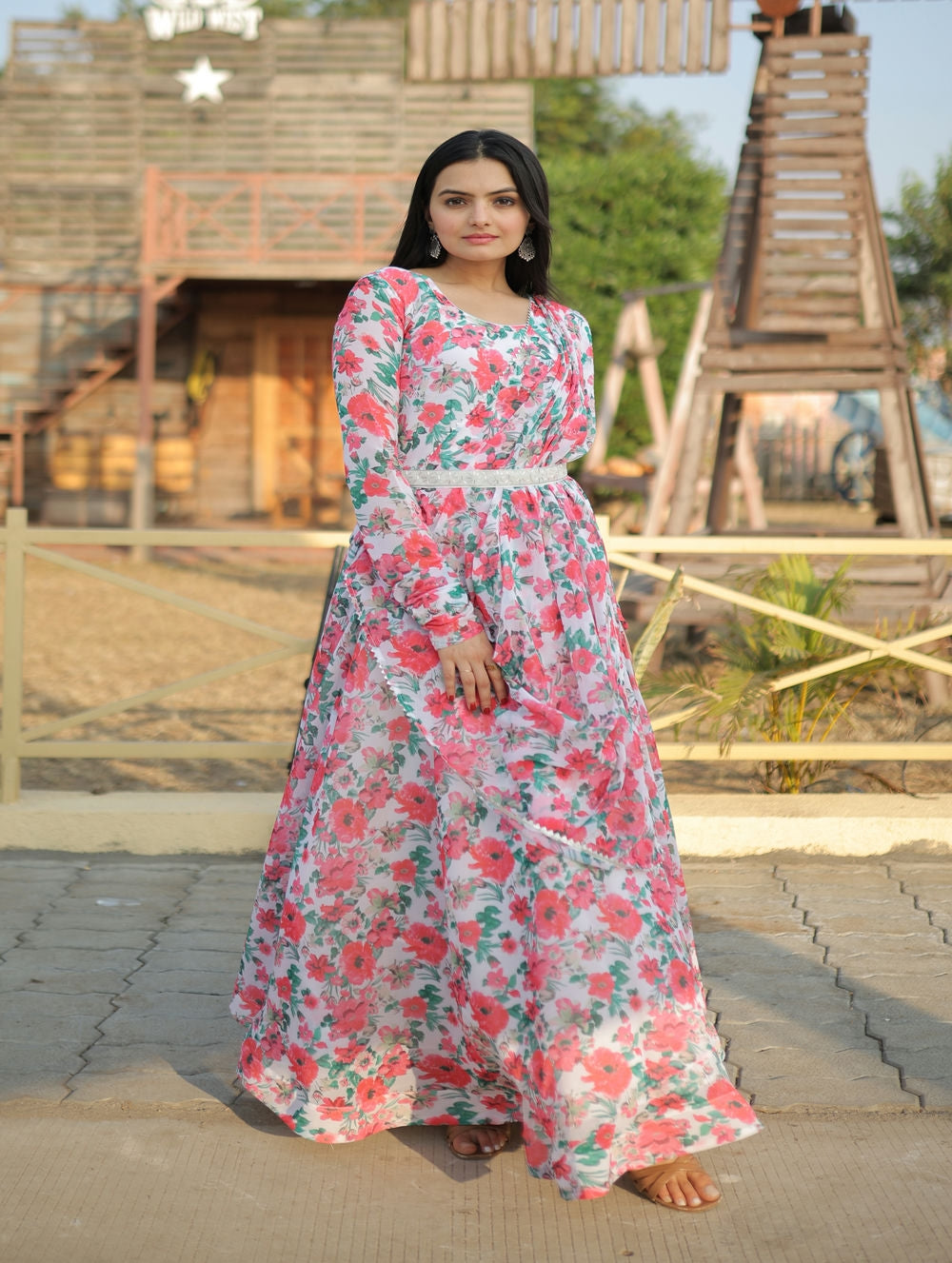 Net Sequins Work Anarkali Suit In Pink Colour-SM1640745