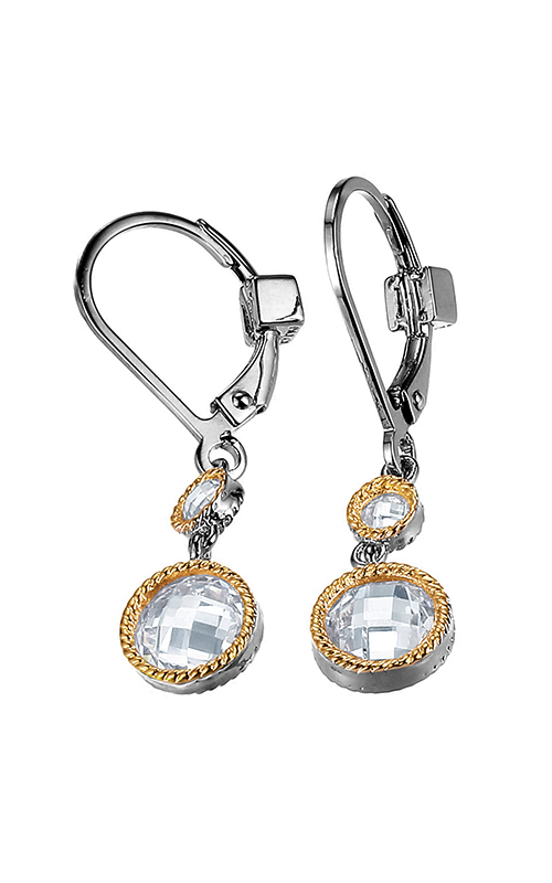 ELLE Essence Sterling Silver with Gold Plating and CZs Earrings