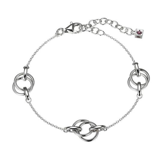 ELLE Sterling Silver Interlocking Circle Station Bracelet