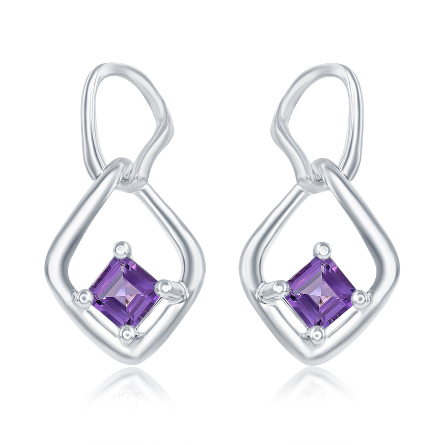 Italgem Sterling Silver Amethyst Earring