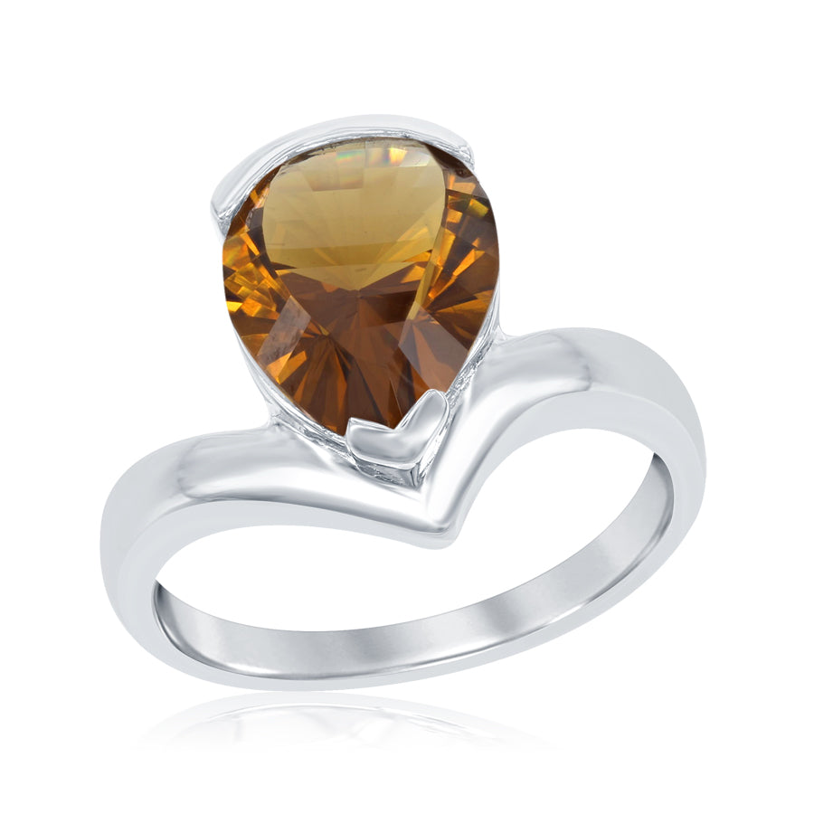 Italgem Sterling Silver Cognac Quartz Ring