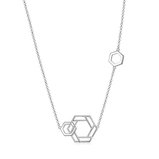 ELLE Sterling Silver Intertwined Hexagon Necklace