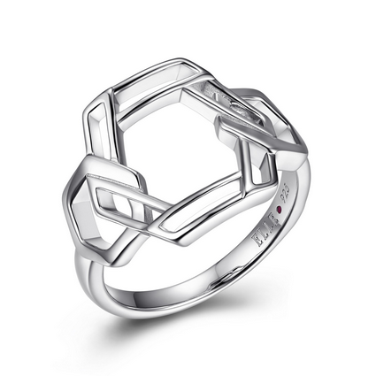 ELLE Sterling Silver Hexagon Ring