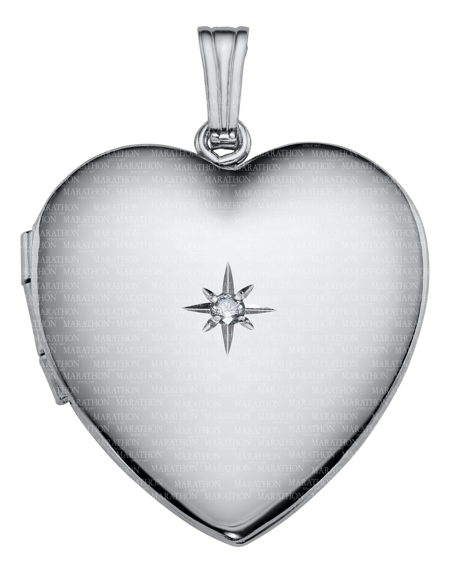 Sterling Silver Adult Heart Diamond Locket