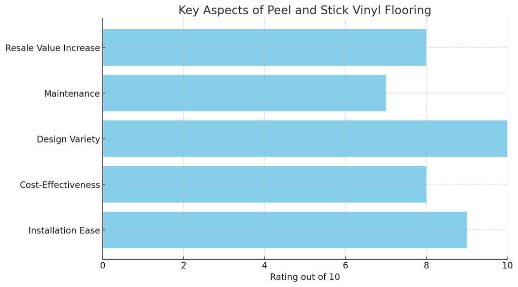 key aspects of peel and stick vinyl flooring based on a simplified rating out of 10