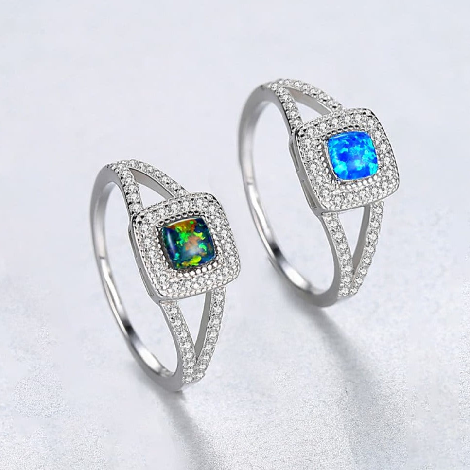 Divided Elegance Opal Sterling Ring