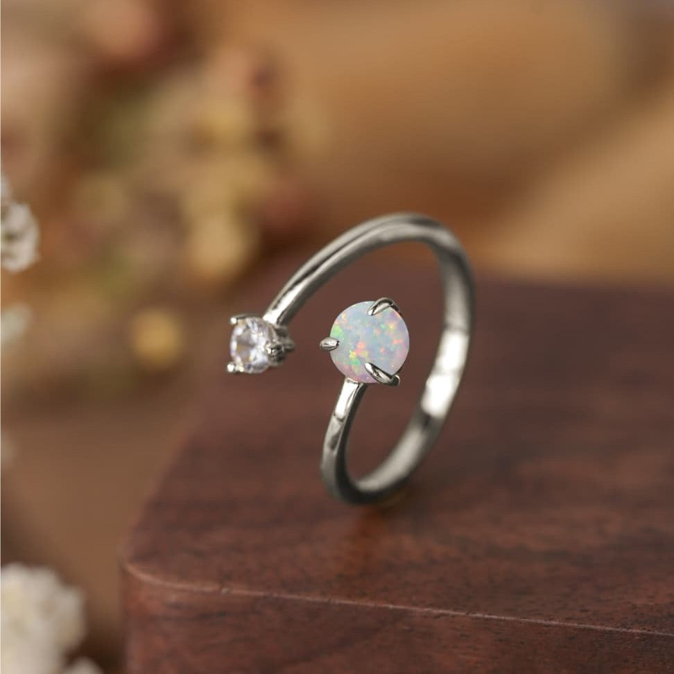 Opal Elegance Sterling Dual Path Ring