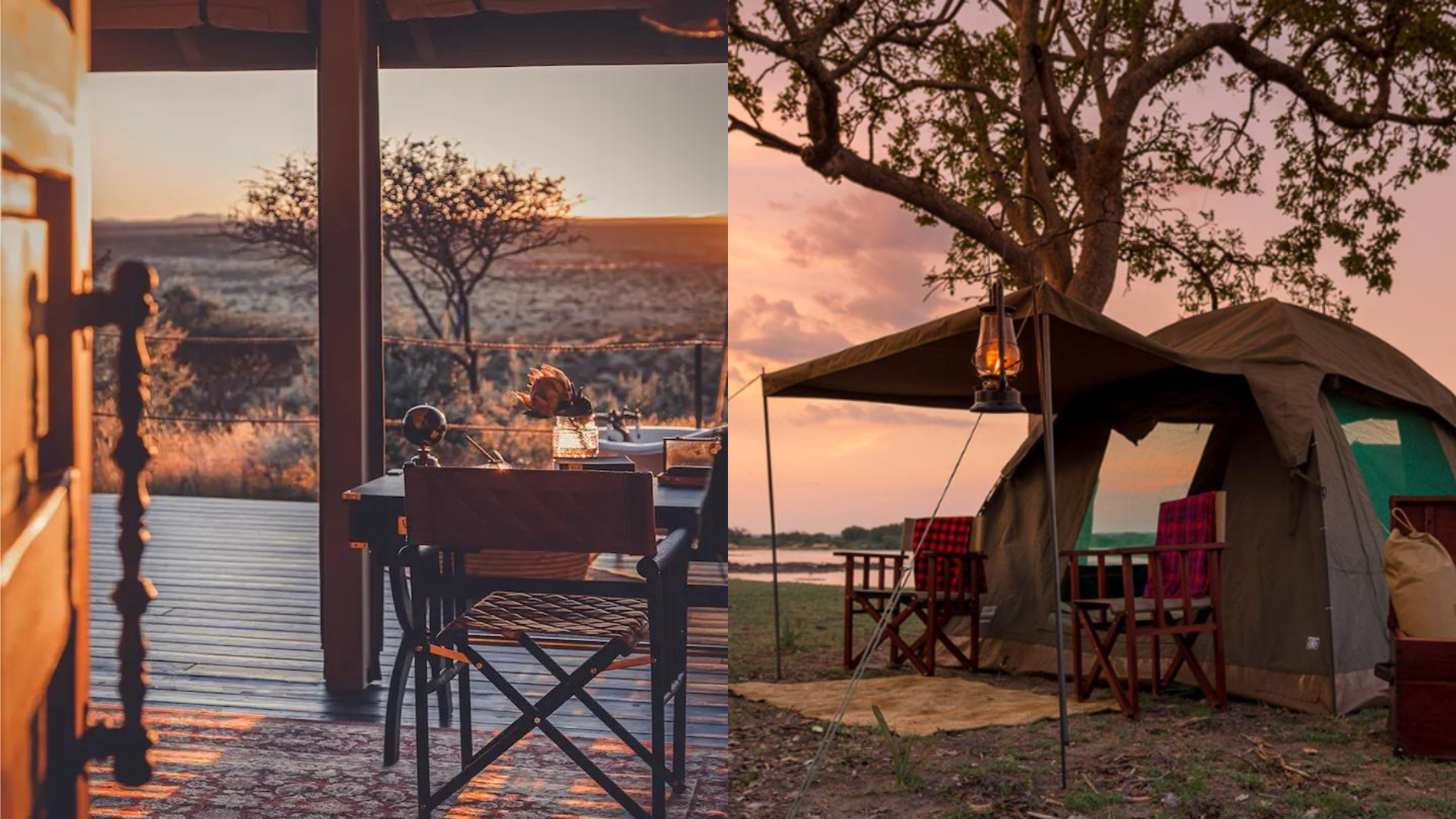 the african touch camping folding chair, at a desk space overlooking the sunset
