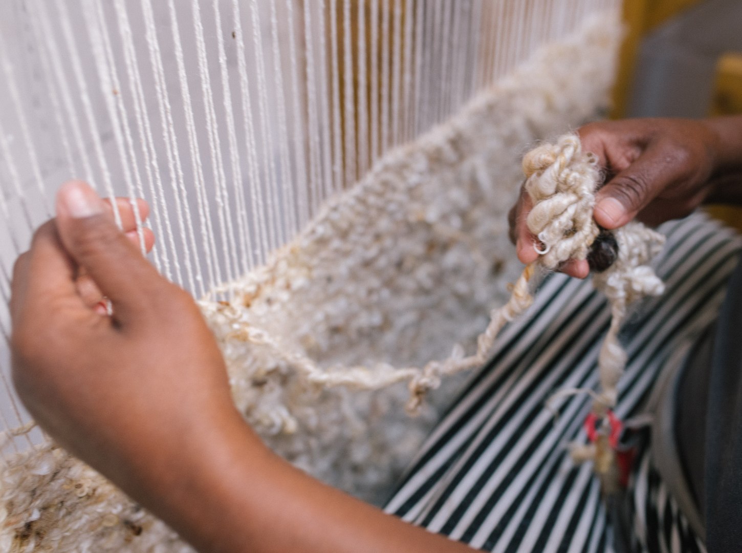 handwoven rug loom in africa