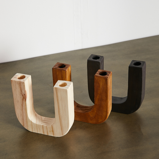 Tapered Candle Holders - Wood Candle Holder – Kanju Interiors, Candle  Sticks Holder Decor