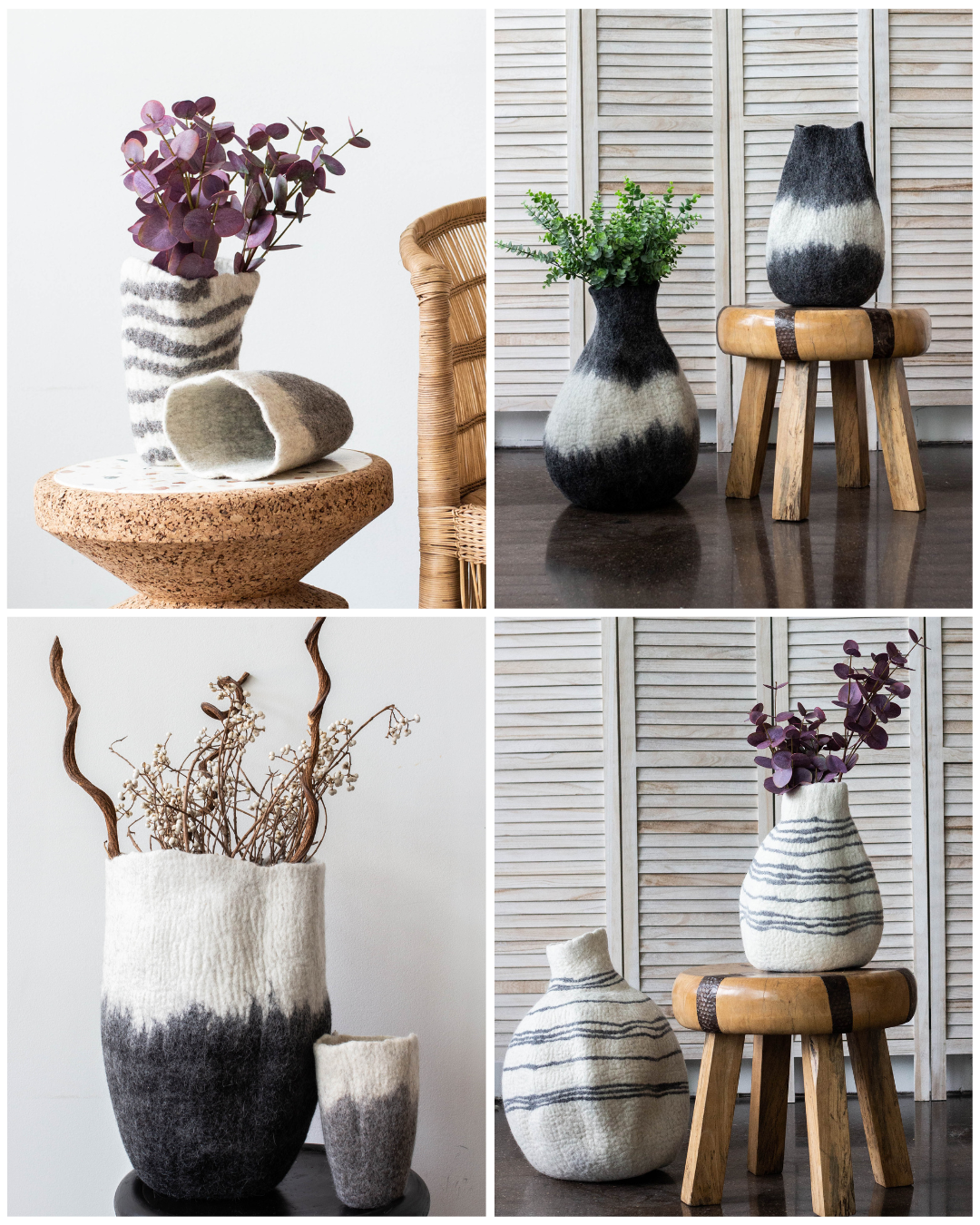hand felted vases