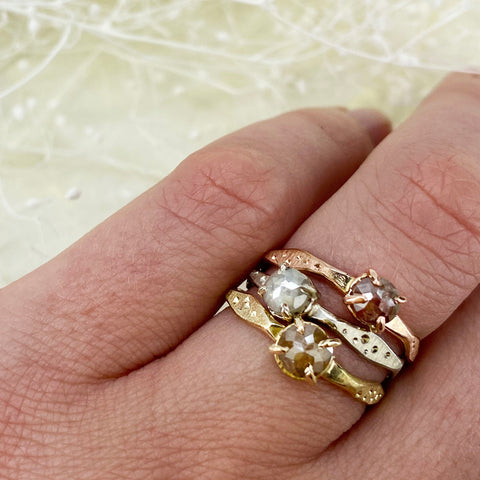 tri gold and diamond rings mettle by abby