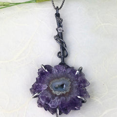 Amethyst Slice Flower Necklace Mettle by Abby