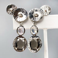 Moostone and Smokey Quartz Earrings Mettle by Abby