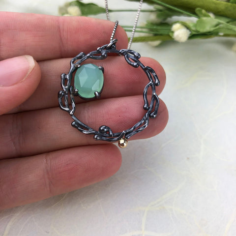 Ocean Current Chrysoprase Wreath Necklace Mettle by Abby