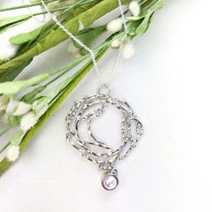 Silver Wreath Pearl Necklace Mettle by Abby
