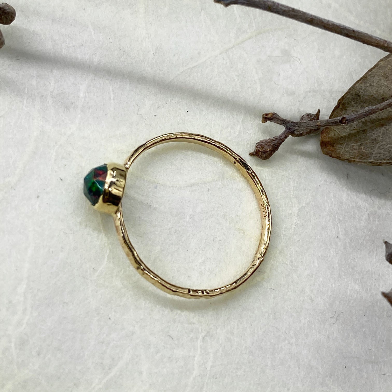 14k Gold Black Opal Ring