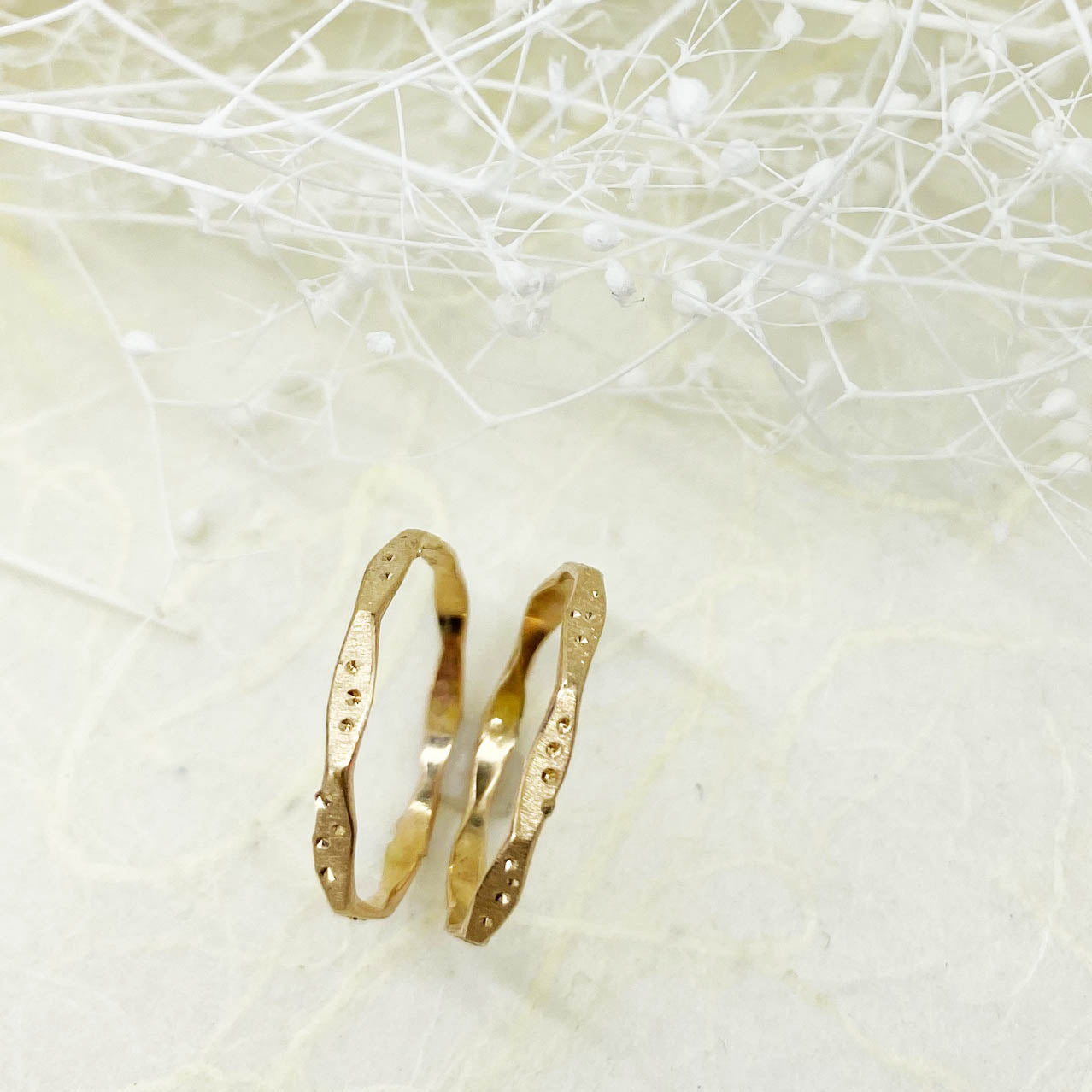 14k Yellow Gold Star Dust Bands