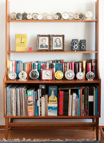 small clocks on a shelf ideas