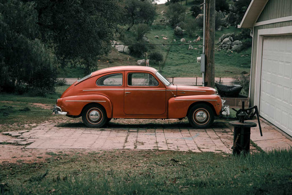 Old Car in front of garage