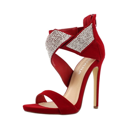 wrap around rhinestone heels