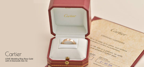 Cartier LOVE Wedding Ring Rose Gold with 8 Diamonds Size 56