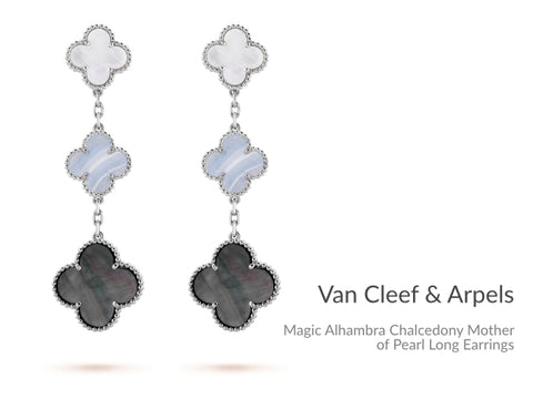 Van Cleef & Arpels Magic Alhambra Chalcedony Mother of Pearl Long Earrings