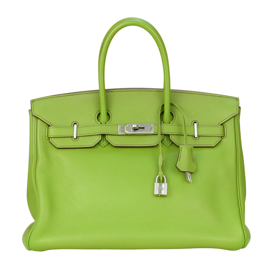 Hermes Birkin bag 30 Anis green Togo leather Silver hardware