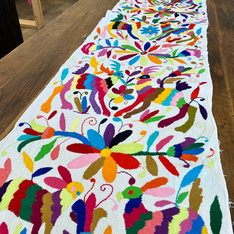 Large Otomi Runner- Multicolor with Flowers and Animals- F