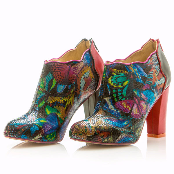 Sara Melissa Shoes Leather Ankle Boots with Butterfly Animal Print ...