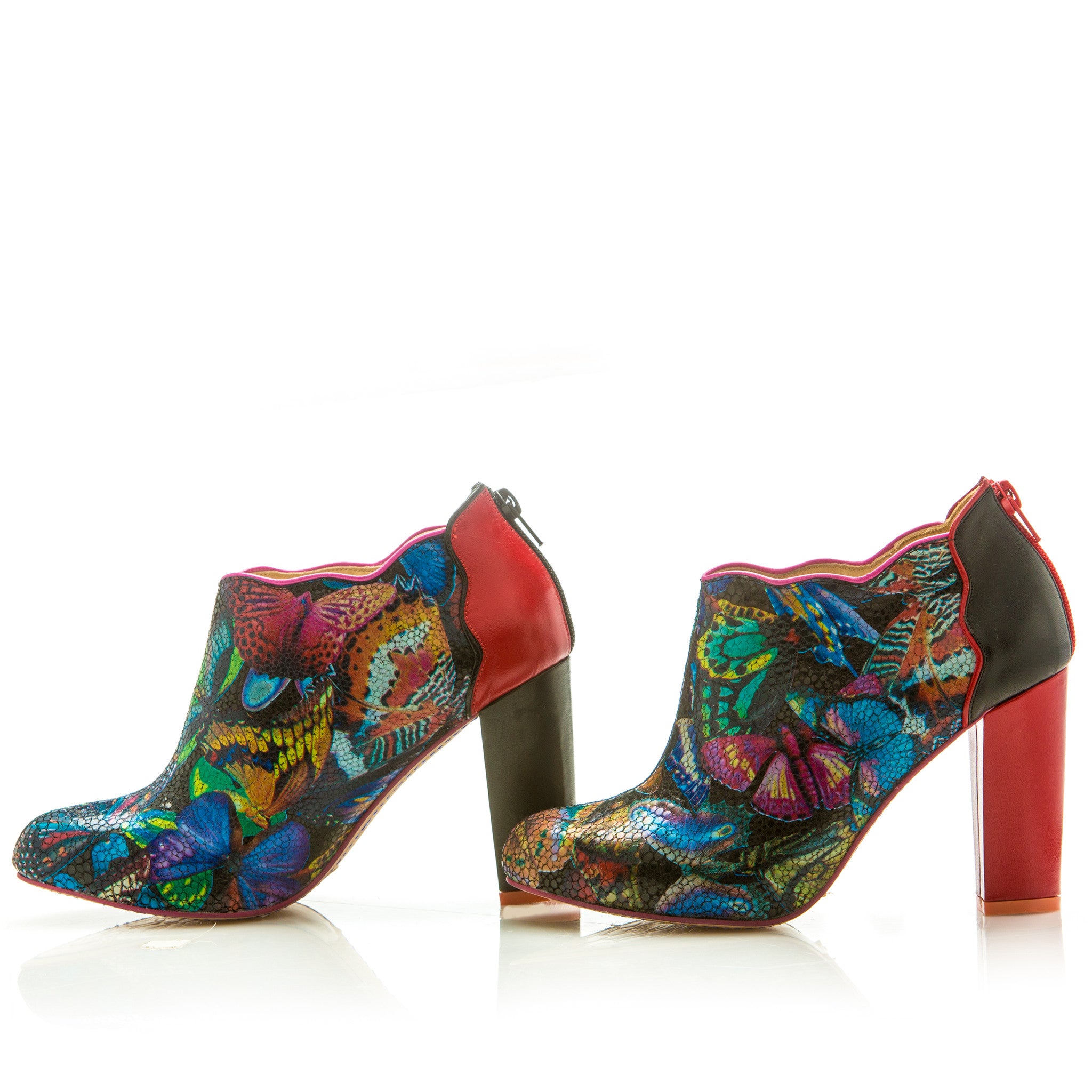 Sara Melissa Shoes Leather Ankle Boots with Butterfly Animal Print ...