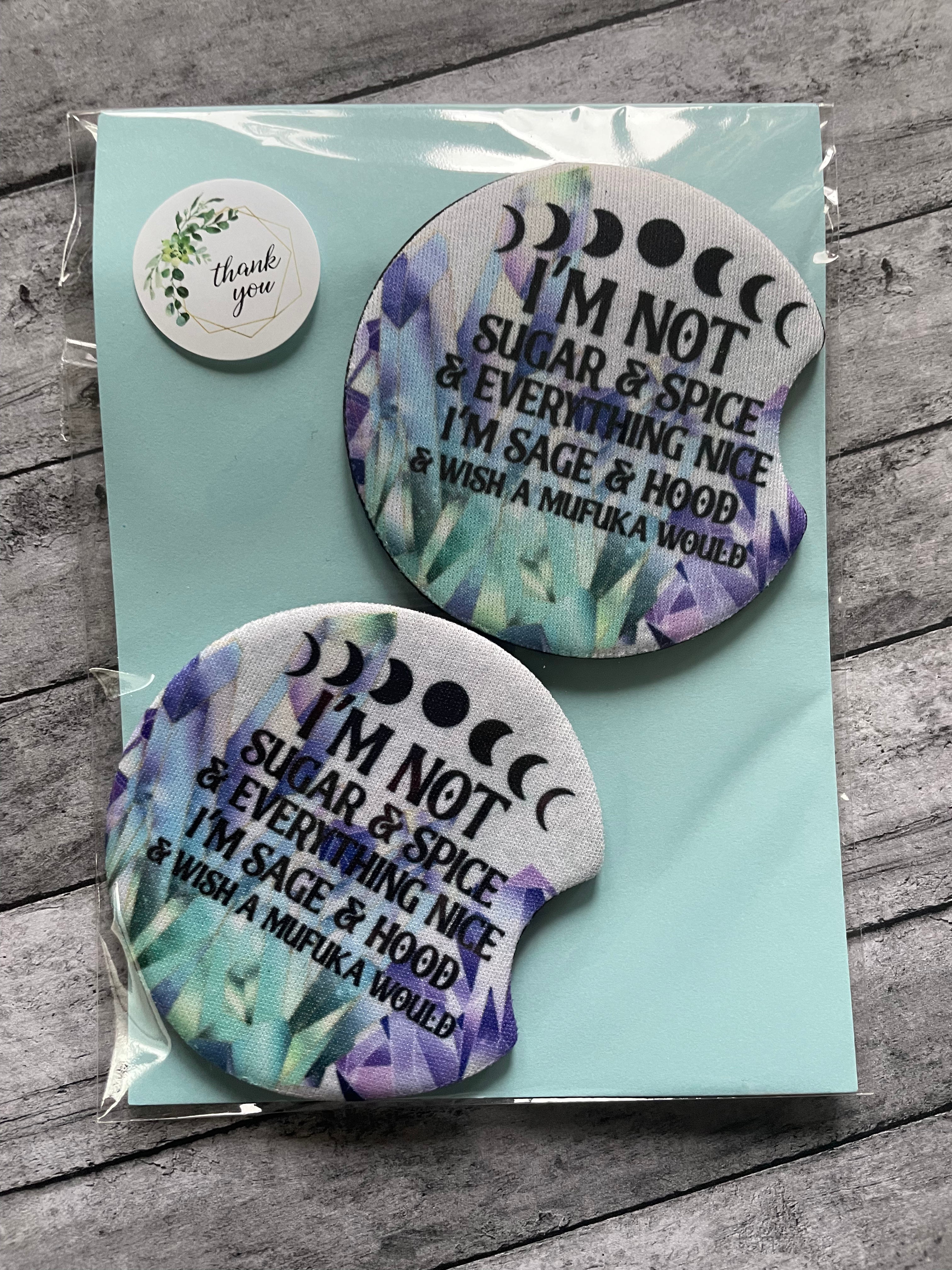 Sage and Hood Car Coaster Set
