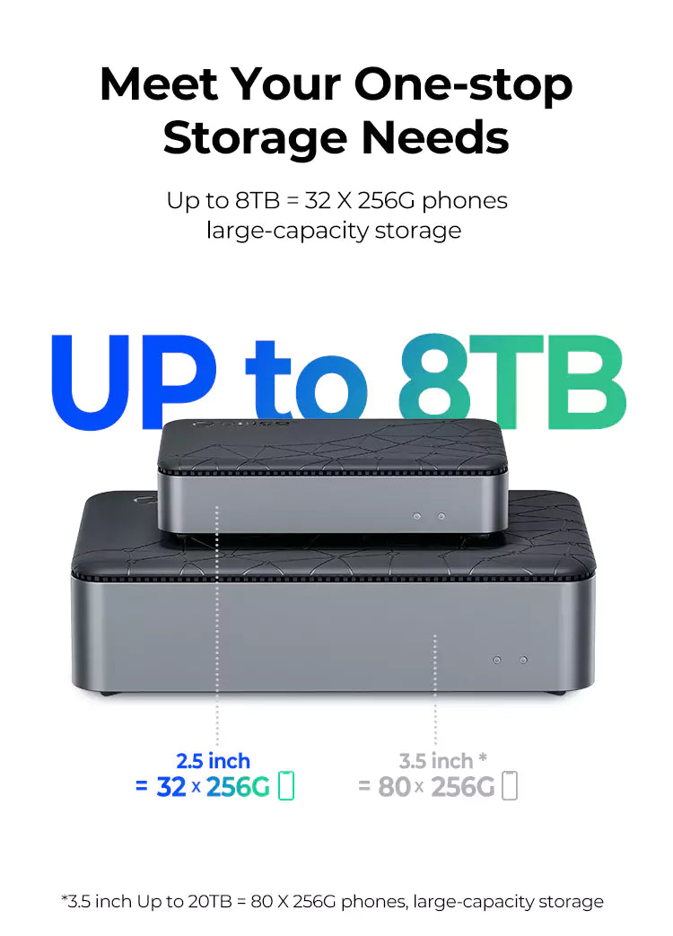 meet your one-step storage needs. Up to 8tb=32*256G phones large-capacity storage